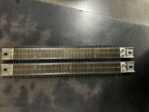 Finned strip heater for industrial use.